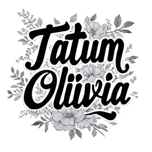 "Tatum Olivia" cursive tattoo design idea