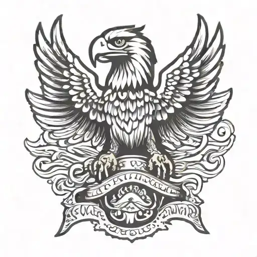 mexican eagle holding a snake perched on a rifle tattoo design idea