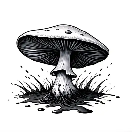 oil spill mushroom tattoo design idea