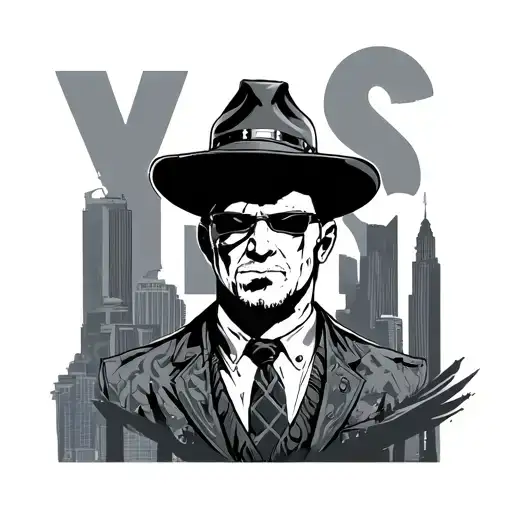 fallout new vegas skyline with yes man tattoo design idea