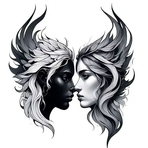 Twin Flames tattoo design idea