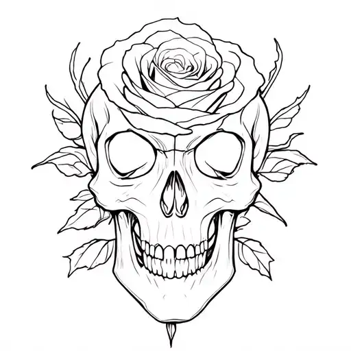 rose with a skull inside it, gothic inspired tattoo tattoo design idea