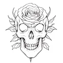 rose with a skull inside it, gothic inspired tattoo tattoo design idea