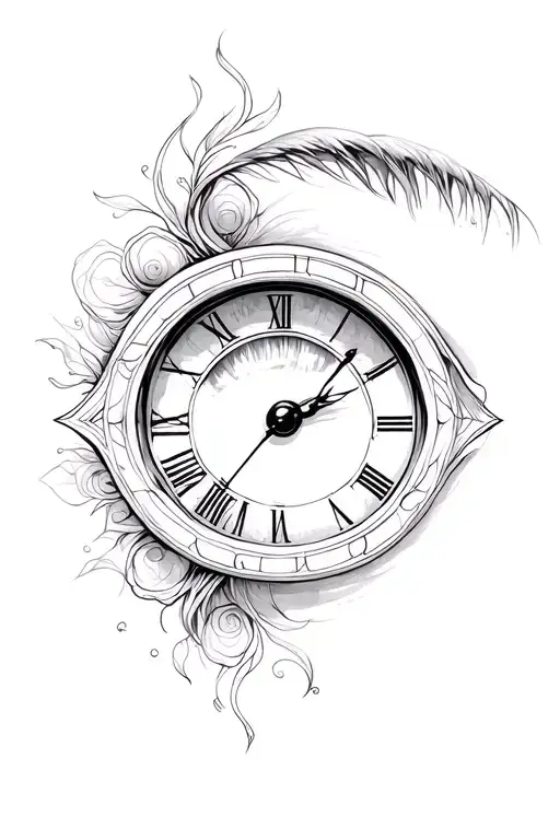 big eye with a nice white part the clock tattoo design idea