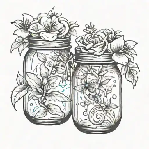 heather and lily in a jar tattoo design idea