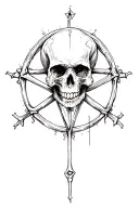 skull and bones pentagram tattoo design idea