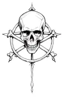 skull and bones pentagram tattoo design idea