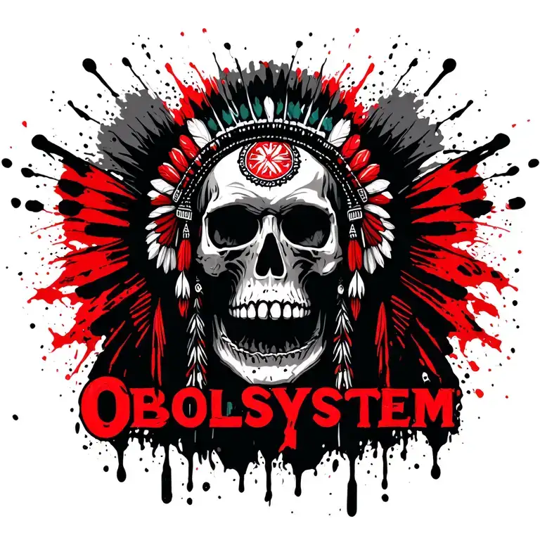 "ObolSystem" Native American skull tattoo design idea