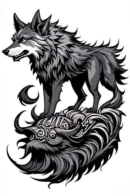 fenrir viking norse wolf tattoo design idea