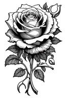 rose and spanner and candy tattoo design idea