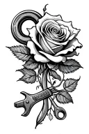 rose and spanner and candy tattoo design idea