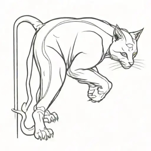 samurai cat full length tattoo design idea