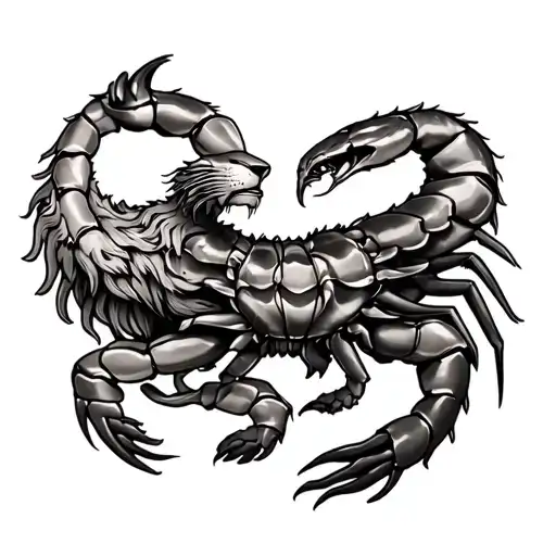 Lion And Scorpion and verseau and vierge tattoo design idea