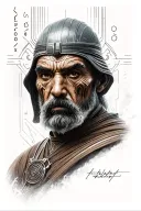 prime Jedi with gray Jedi code wrapping tattoo design idea