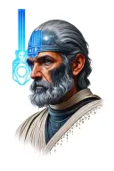 prime Jedi with gray Jedi code wrapping tattoo design idea