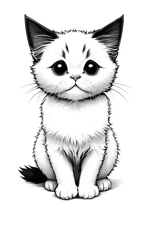 white ragdoll kitten cute and fluffy with darker face and two dark marks over both eyes  tattoo design idea