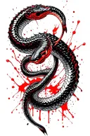japanese snake intertwined tattoo design idea
