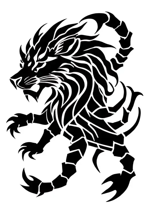 lion and scorpion tattoo tattoo design idea