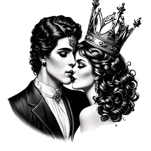 king queen crown kiss lips tattoo tattoo design idea