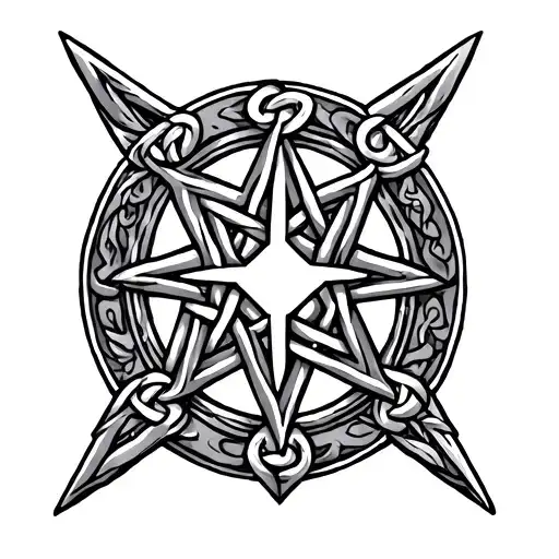 A north star with Gaelic trilogy knot with Mackenzie Crest  tattoo design idea