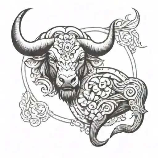 taurus and Pisces zodiac sign tattoo design idea