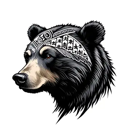 Nordic style bear profile tattoo design idea