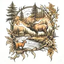 wilderness scene tattoo design idea