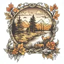 wilderness scene tattoo design idea