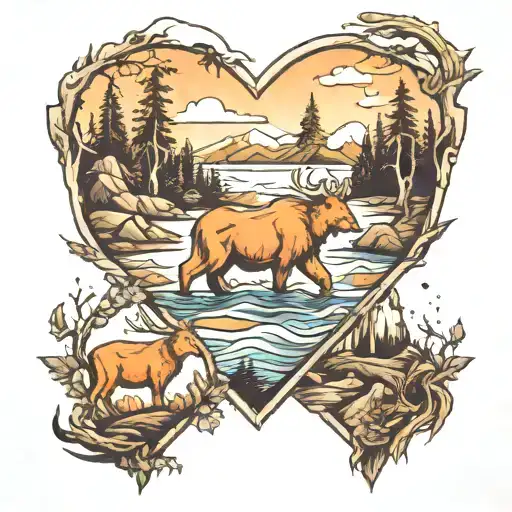 wilderness scene tattoo design idea