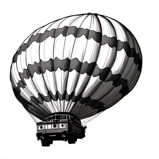 hot air balloon by train tattoo design idea