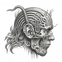 symbolic representation of overcoming a head injury and incorporating sound waves to represent hearing loss tattoo design idea