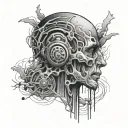 symbolic representation of overcoming a head injury and incorporating sound waves to represent hearing loss tattoo design idea