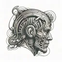 symbolic representation of overcoming a head injury and incorporating sound waves to represent hearing loss tattoo design idea