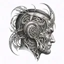 symbolic representation of overcoming a head injury and incorporating sound waves to represent hearing loss tattoo design idea