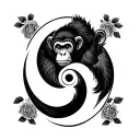 yin yang monkey tattoo design idea