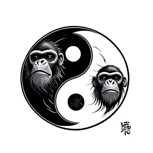 yin yang monkey tattoo design idea