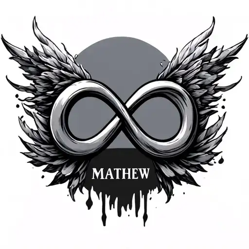 infinity symbol with the name mathew  tattoo design idea