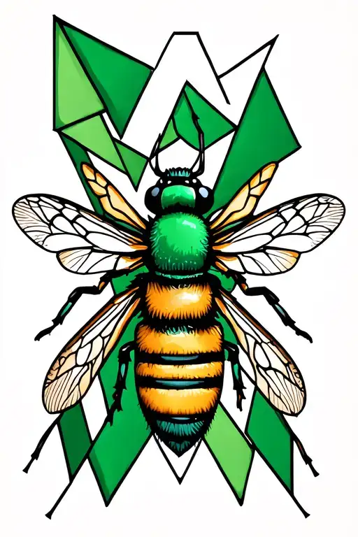 Bee Green ribbon tattoo design idea