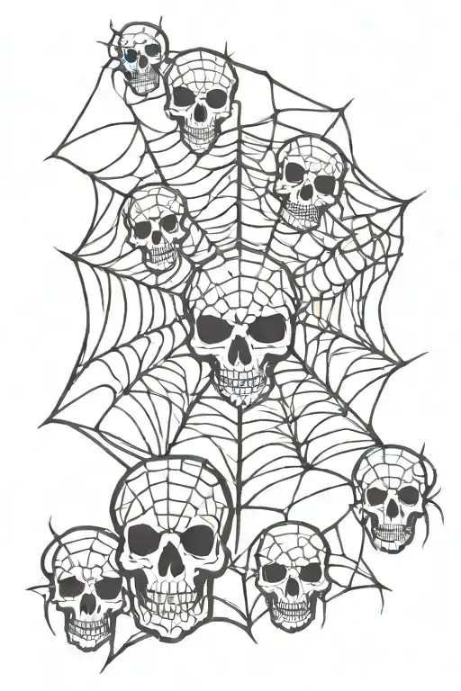 skulls spider web number 13 tattoo design idea