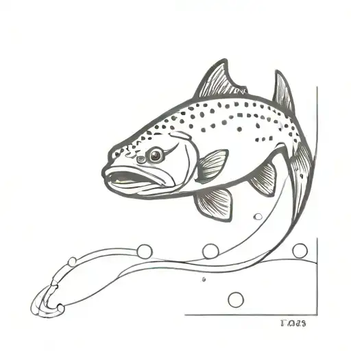 brown trout swimming tattoo design idea