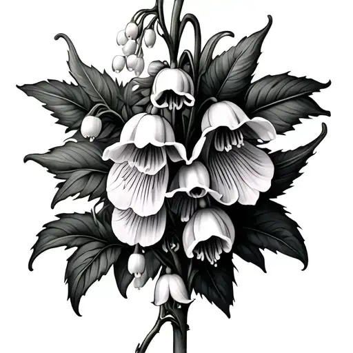 foxgloves and lily of the valley flowers tattoo design idea