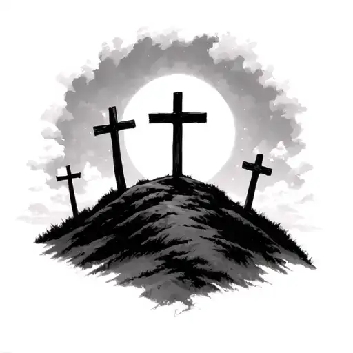 3 Crosses On A Hill tattoo design idea