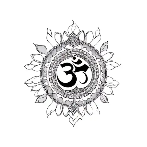 aham brahmasmi around the om symbol  tattoo design idea
