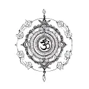 aham brahmasmi around the om symbol  tattoo design idea