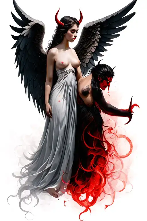 angel and devil wings tattoo design idea