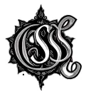 the initials c, s, and w all intertwined in cursive tattoo design idea