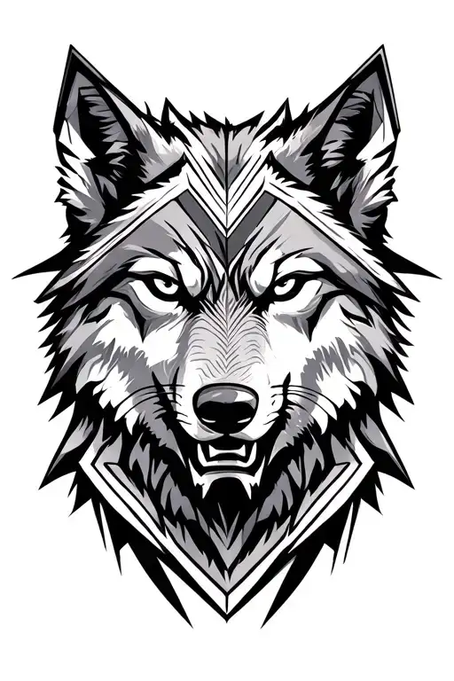 angry lone wolf sigma tattoo design idea
