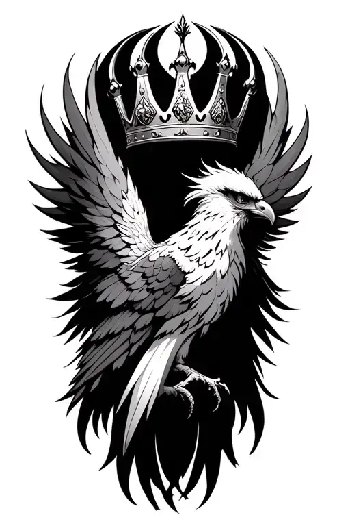 pheonix rising king crown tattoo design idea