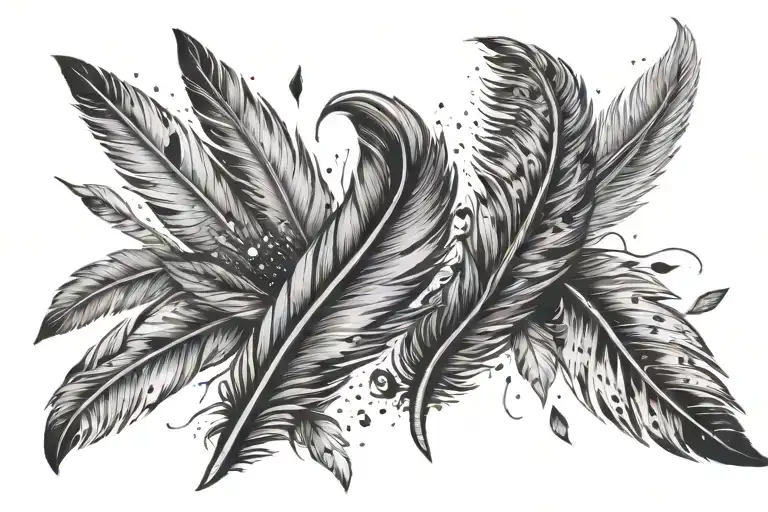 feathers falling throug space tattoo design idea