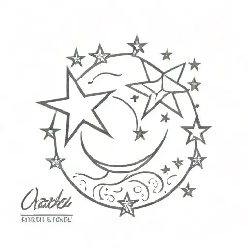 stars, moon and velaris tattoo design idea